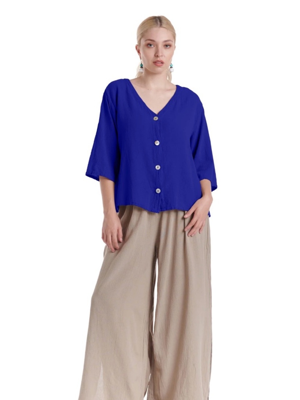 NWT Oh My Gauze! Ronie 2 Grape Purple Lagenlook 100% Cotton Boxy Gauze Top 2